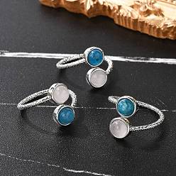 Розовый Кварц Кольца из натурального апатита и розового кварца, с латунными украшениями для женщин, без кадмия и без свинца, 1.5~15 мм, размер США 8 3/4 (18.7 мм)