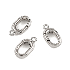 Real Platinum Plated SHEGRACE Brass Spring Gate Rings, Oval, Cadmium Free & Nickel Free & Lead Free, with Loop, Real Platinum Plated, 12x6x2mm, Hole: 1.2mm