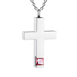 Красный Ожерелье с подвеской в виде креста, мемориальные украшения из нержавеющей стали для мужчин и женщин, красные, 21.65 дюйм (55 см)