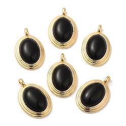 Black Onyx Подвески из натурального черного оникса (окрашенные и нагретые), латунные овальные подвески, реальный 18 k позолоченный, 23x15x7 мм, отверстие : 3x2 мм