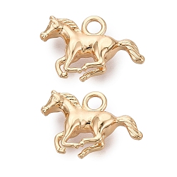 Настоящее золото 18K Латунные подвески, лошади прелести, реальный 18 k позолоченный, 14x21x5 мм, отверстие : 2.5 мм