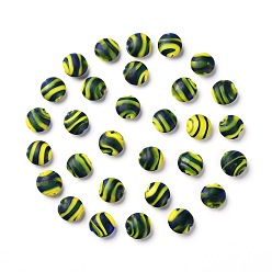 Разноцветный Бусины ручной работы матового бисера, закрученные бусины чечевицы, овальные, красочный, 14~15x7~7.5 мм, отверстие : 1.6 мм