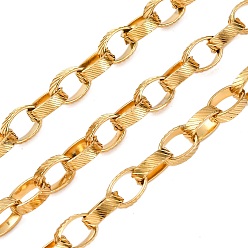 Настоящее золото 18K 304 Роло цепи из нержавеющей стали, с катушкой, пайки, вакуумное покрытие pvd, реальный 18 k позолоченный, 9.5x7x3 мм, около 32.81 футов (10 м) / рулон