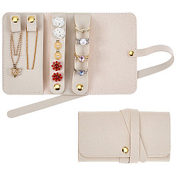 Floral White 2Pcs PU Leather Jewelry Rolls for Rings Earrings Necklaces, Rectangle, Floral White, 65x120x16mm