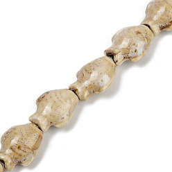 Темный Хаки Фарфора ручной работы бисер нитей, рыба, Темный хаки, 19~19.5x15x9 мм, отверстие : 1.6 мм, около 20 шт / нитка, 14.76'' (37.5 см)