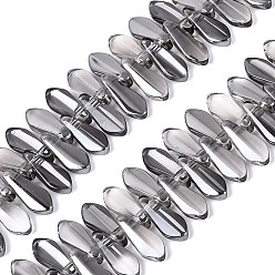 Темно-Серый Стеклянные бусины, слеза, Топ пробуренной, темно-серый, 15~16x6x4~4.5 мм, отверстие : 0.9~1 мм, около 119~120 шт / нитка, 17.32~18.11 дюйм (44~46 см)