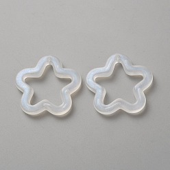 (404) Непрозрачное AB Кислое яблоко Акриловые подвески, с блеском порошок, , цветочный белый, 29x30x4.5 мм, отверстие : 1.8 мм