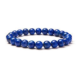 Ляпис-Лазурь Природные лазурит круглые бусины растягивать браслеты, С запасными бусами, Эластичная проволока и железная большая глазная бисероплетение, 50~52 мм