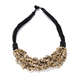 Picture Jasper Natural Picture Jasper Nuggets Beads Bib Necklaces for Girl Women, with Nylon Rope, 18.90~19.69 inch(48~50cm)