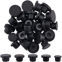 Черный 30шт 5 стили силиконовые заглушки для отверстий, вставьте заглушки в отверстия, торцевые заглушки вставок для стоек, для мебельного ограждения, круглые, чёрные, 18~26x12.5~14 мм, 6 шт / стиль