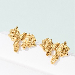 Настоящее золото 14K 304 из нержавеющей стали серьги, ионное покрытие (ip), бантом, реальный 14 k позолоченный, 19.5x24.5 мм