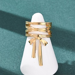 Золотой 304 открытые кольца манжеты из нержавеющей стали, бантом, без свинца, без кадмии и без никеля, золотые, 33 мм, 18 мм