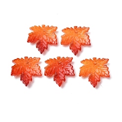 Оранжево-Красный Подвесной светильник из двухцветного прозрачного стекла, кленового листа, с блеском порошок, оранжево-красный, 16x16x4 мм, отверстие : 1.2 мм