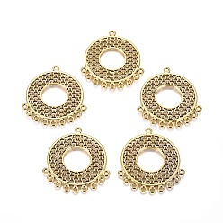 Antik Golden Tibetische Stil Verbinder/Normale Links, Kronleuchter Komponenten, Runde, Cadmiumfrei und Nickel frei und Bleifrei, Antik Golden, 41x35x1 mm, Bohrung: 2 mm