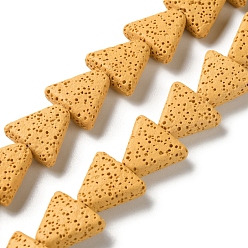 Золотистый Нити из натуральных бусин из лавы, окрашенных в треугольники, золотые, 13x14x5 мм, отверстие : 1.2 мм, около 31 шт / нитка, 15.35'' (39 см)