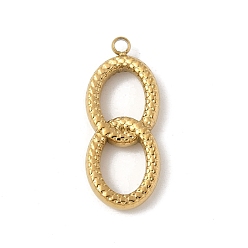 Настоящее золото 18K 304 подвески из нержавеющей стали, номер 8 очарование, реальный 18 k позолоченный, 27x11x3.5 мм, отверстие : 1.8 мм