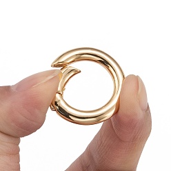 Real 18K Gold Plated Brass Spring Gate Rings, Donut, Nickel Free, Real 18K Gold Plated, 6 Gauge, 23x4mm, Inner Diameter: 15mm