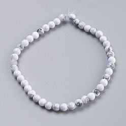 Howlite Natural Howlite Beads Strands, Round, White, 10mm, Hole: 1mm, about 19pcs/strand, 7.6 inch