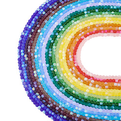 (52) Непрозрачная лаванда 18 нити 18 цветные матовые непрозрачные стеклянные бусины нити, круглые, с половиным покрытием, с покрытием AB цвета, разноцветные, 4~4.5 мм, отверстие : 0.6 мм, около 97~100 шт / нитка, 14.76~15.16 дюйм (37.5~38.5 см), 1 нить / цвет