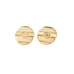 Real 14K Gold Plated Ion Plating(IP) 304 Stainless Steel Stud Earring Findings, Earring Setting for Enamel, with Ear Nuts, Flat Round, Real 14K Gold Plated, 16mm, Pin: 0.7mm, Tray: 4mm