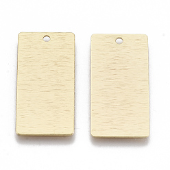 Real 18K Gold Plated Brass Pendants, Nickel Free, Rectangle, Real 18K Gold Plated, 28x14x0.5mm, Hole: 1.6mm