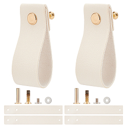 Linen Imitation Leather Cabinet Handle Pull Knob, with Screws Accessories, Linen, 174x26x1.6mm, Hole: 1.3mm