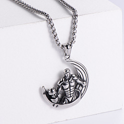 Нержавеющая Сталь Цвет Мужские подвески в виде луны в стиле ретро-панк из нержавеющей стали с гантелями для спортзала, цвет нержавеющей стали