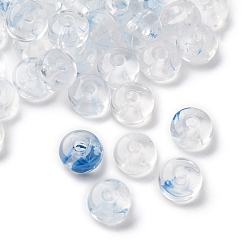 Светло-Голубой Прозрачные акриловые бусины, плоско-круглые, два тона, Небесно-голубой, 7x4 мм, отверстие : 1.8 мм, 65~70 шт / комплект
