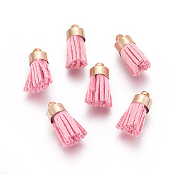 Pink Подвески из замшевого шнура, с латунной фурнитурой , золотые, розовые, 16~19x7 мм, отверстие : 1 мм