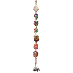 Mixed Stone Gemstone Pendant Decorations, with Alloy Beads, 315x18x17mm