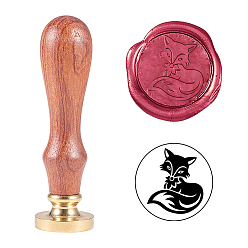 Золотой DIY альбом, латунные сургучные печати и деревянные ручки, лиса, золотые, 8.95 см, штампы: 2.55x1.45 см