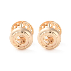 Настоящее золото 18K Плоские круглые серьги-кольца из латуни с покрытием стойки, долговечный, реальный 18 k позолоченный, 11x11x11.5 мм, штифты : 0.9 мм