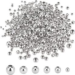 Stainless Steel Color 510Pcs 6 Style 304 Stainless Steel Beads, Round, Stainless Steel Color, 2~8x2~7.5mm, Hole: 0.8~3mm