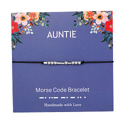 Платина Браслеты тети Морзе, плетеные браслеты из латунных бусин для женщин, с вощеной шнур, платина, 5-1/8~11 дюйм (13~28 см)