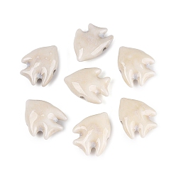 Cordón Viejo Cuentas de porcelana hechas a mano, porcelánico esmaltado brillante, pescado, encaje antiguo, 17~19x20~22x8~9 mm, agujero: 1.5~1.8 mm