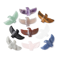 Смешанные камни Большие резные подвески из натуральных смешанных драгоценных камней, подвески с голубями мира, смешанные окрашенные и неокрашенные, 28~29x51~52x6~6.5 мм, отверстие : 1.2 мм