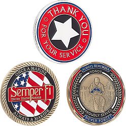 Mixed Color 3Pcs 3 Style Military Veterans Iron Challenge Coin, Appreciation Gift, Mixed Color, 1pc/style