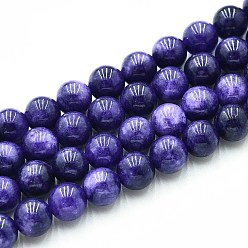 Темно-синий  Шифер Природного кварца нитей бисера, окрашенные, круглые, имитация содалита, темный сланец синий, 8~8.5 мм, отверстие : 0.9~1 мм, около 45~47 шт / нитка, 14.96~15.35 дюйм (38~39 см)