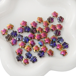 Розовато-лиловый 10 прозрачные стеклянные бусины, цветок, розовато-лиловый, 10 мм