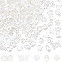 Creamy White 400Pcs 5 Style ABS Plastic Imitation Pearl Beads, Mixed Shapes, Creamy White, 8~11x8~16x4~6mm, Hole: 1.2~1.8mm, 80pcs/style