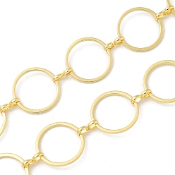 Настоящее золото 18K Латунные звенья цепи с покрытием стойки, долговечный, несварные, кольцо, реальный 18 k позолоченный, 15x0.8 мм