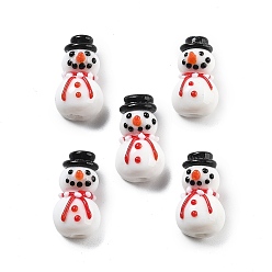 Белый Бусины лэмпворк , мультфильм рождественский снеговик, белые, 21.2x12.2x11 мм, отверстие : 1.4 мм