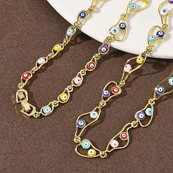 Разноцветный Ожерелья-цепочки из латуни с эмалью и сглазом, стойки покрытие, долговечный, без кадмия и без свинца, реальный 18 k позолоченный, красочный, 18.27 дюйм (46.4 см)