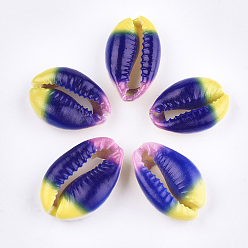 Colorful Printed Cowrie Shell Beads, No Hole/Undrilled, Colorful, 20~25x13~17x7~8mm