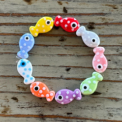 Разноцветный Браслеты из фарфоровых бусин ручной работы для женщин, рыба, красочный, 6.89 дюйм (17.5 см)