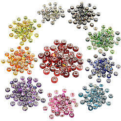 (52) Непрозрачная лаванда 250шт. 10цвета, напечатанные на прозрачной смоле, европейские бусины, бусины с большим отверстием, рондель с латунными сердечниками, покрытыми серебром, и блестящей пудрой, разноцветные, 14x8.5 мм, отверстие : 5 мм, 25 шт / цвет