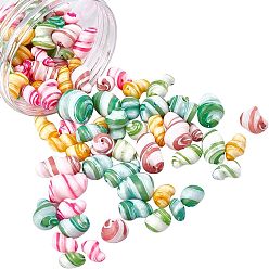 Mixed Color Dyed Natural Spiral Shell Beads, Nuggets, Mixed Color, 13~22x7~14mm, Hole: 1mm, 5colors, 20pcs/color, 100pcs/box