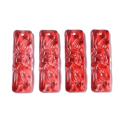 Красный Стеклянные кулоны с краской для выпечки, прямоугольные, красные, 30x9x5.5 мм, отверстие : 1 мм