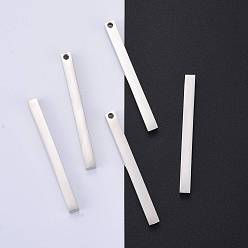 Нержавеющая Сталь Цвет Устойчивы к потускнению 304 подвески из нержавеющей стали с гравировкой с четырех сторон, зеркальная полировка, пустые теги тиснения, бар, цвет нержавеющей стали, 50x5x5 мм, отверстие : 2 мм