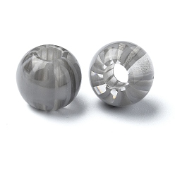 Серый Cmолы европейские шарики, Арбузные круглые бусины с большими отверстиями, серые, 12x14x14 мм, отверстие : 5 мм
